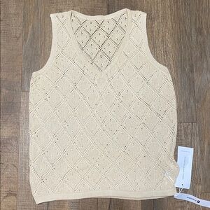 Crochet Swimsuit Cover Up Sleeveless V Neck Tank Top Size S